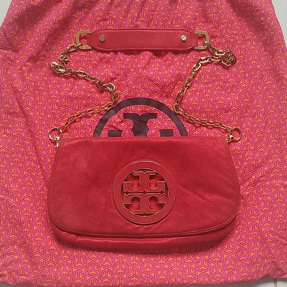 💰SOLD💰 Metallic Red Tory Burch Amanda bag - Picture 1 of 7